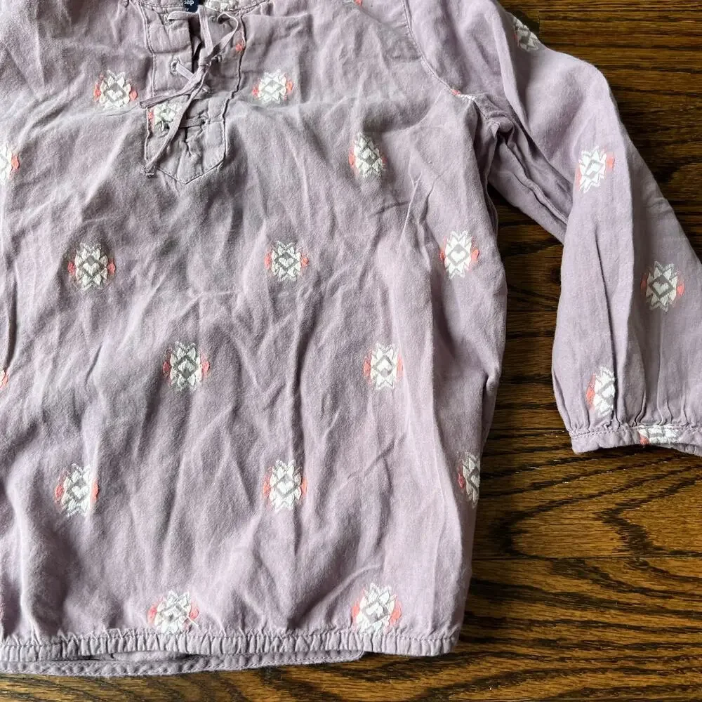 Baby Gap Lightweight Purple Boho 100% Cotton Patterned Long Sleeve Shirt - 4